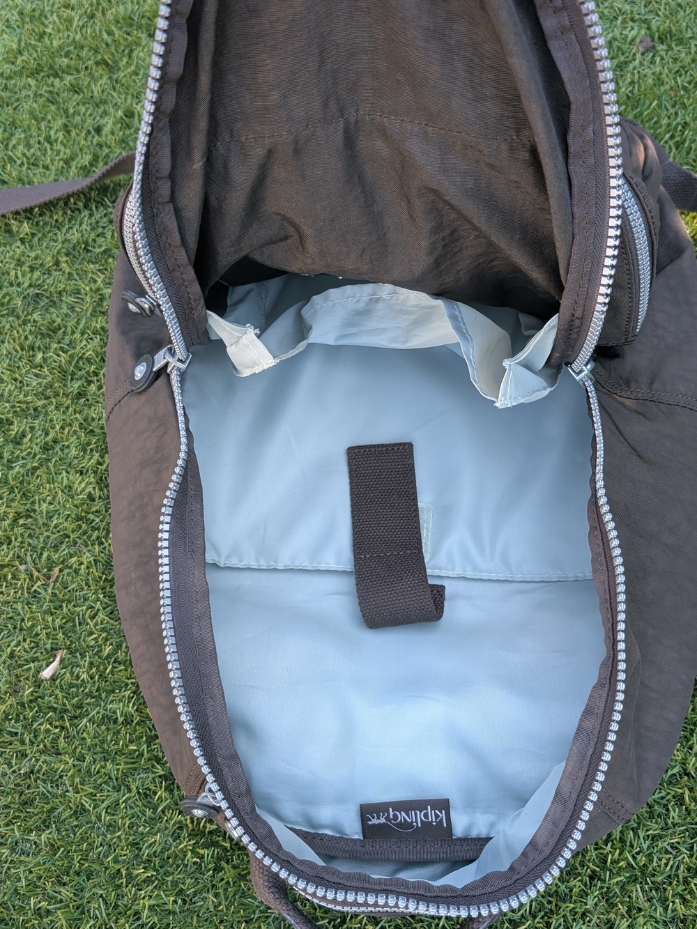 Kipling Dark Brown Nylon Backpack with Front Zip Pocket - Picture 3 of 3